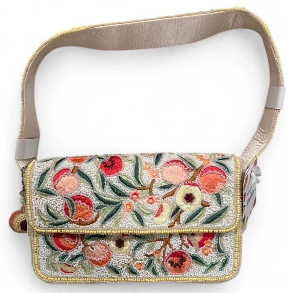 Peach Fruit Beaded Bag NWT